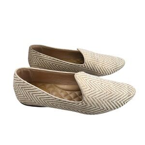 Birdies Shoes | Birdies Heron Chai Chevron Flats | Size 8.5 | Tan & White